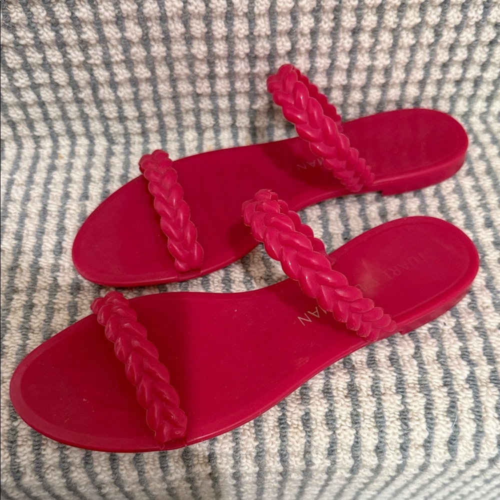 Stuart Weitzman Pink Braided Sandals